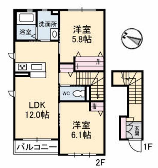PARK PLAZA SHIMAIII(2LDK/2階)の間取り写真