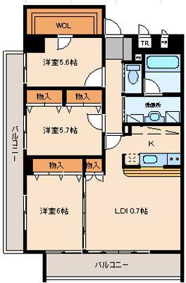 ベル・セゾン(3LDK/2階)の間取り写真
