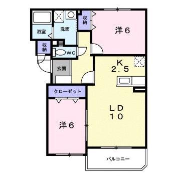 メゾン ド ソレイユII(2LDK/2階)の間取り写真