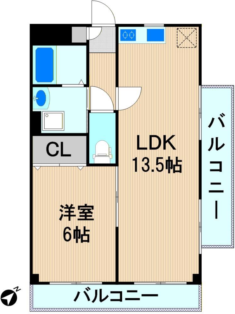 エヴァーグリーン中村(1LDK/2階)の間取り写真