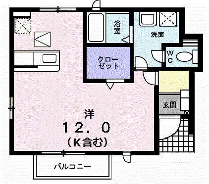 エアリ-(ワンルーム/1階)の間取り写真