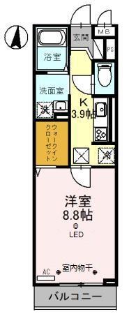 MIELE南越谷(1K/1階)の間取り写真