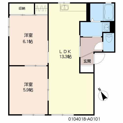 HIGHLAND ミナミ  A棟(2LDK/1階)の間取り写真