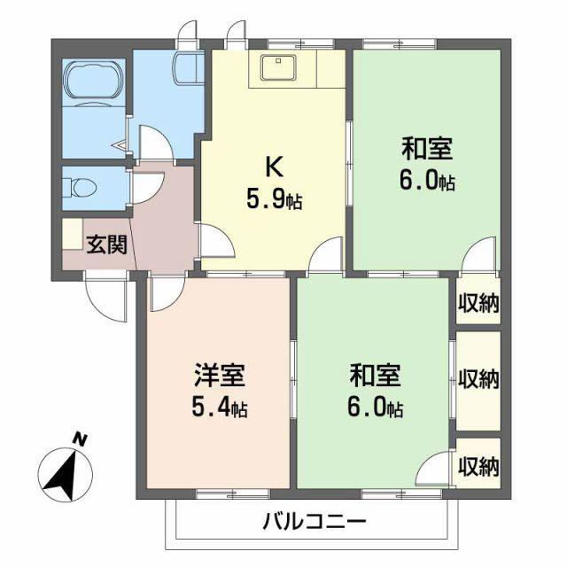 プレジオ泉田(3K/2階)の間取り写真