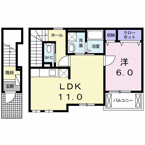 アビタシオン寅新田(1LDK/2階)の間取り写真