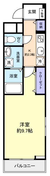 GRACE(1K/1階)の間取り写真