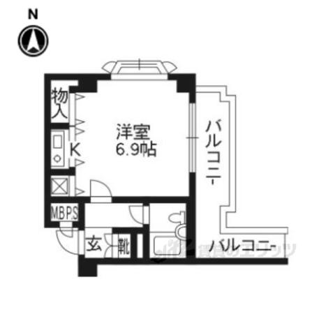 スカイノブレ京都四条大宮(ワンルーム/4階)の間取り写真