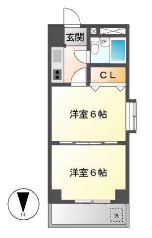 桜マンション(2K/8階)の間取り写真
