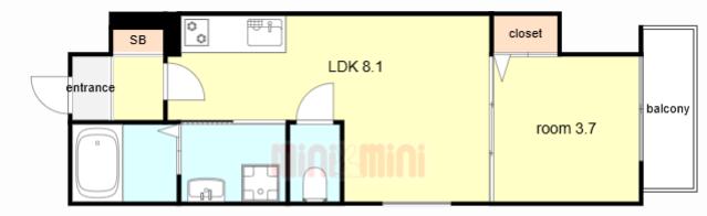 TERAS KOROEN(1LDK/2階)の間取り写真