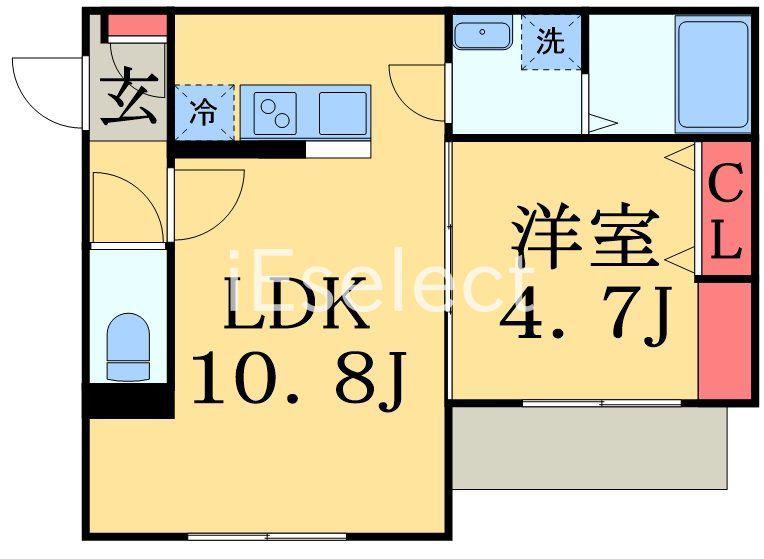 セミカ蘇我(1LDK/3階)の間取り写真