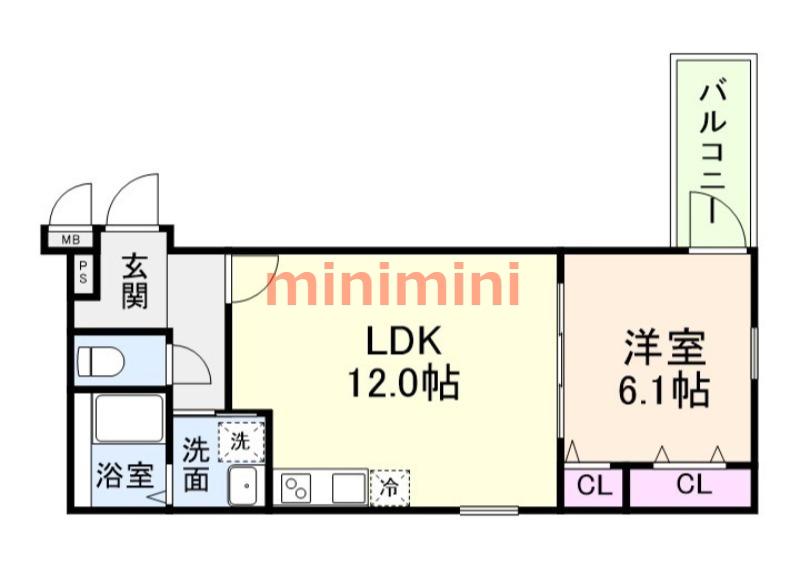 フジパレス戸伏(1LDK/2階)の間取り写真
