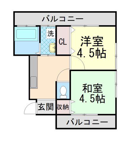 スエヒロマンション(2K/2階)の間取り写真