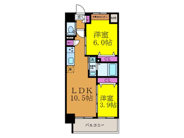 クローバー・グランデ吹田(2LDK/2階)の間取り写真