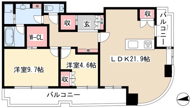 千種タワーヒルズ(2LDK/19階)の間取り写真