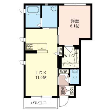 ピボワーヌ(1LDK/1階)の間取り写真