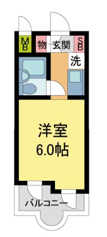 MIZUKI夙川(ワンルーム/1階)の間取り写真