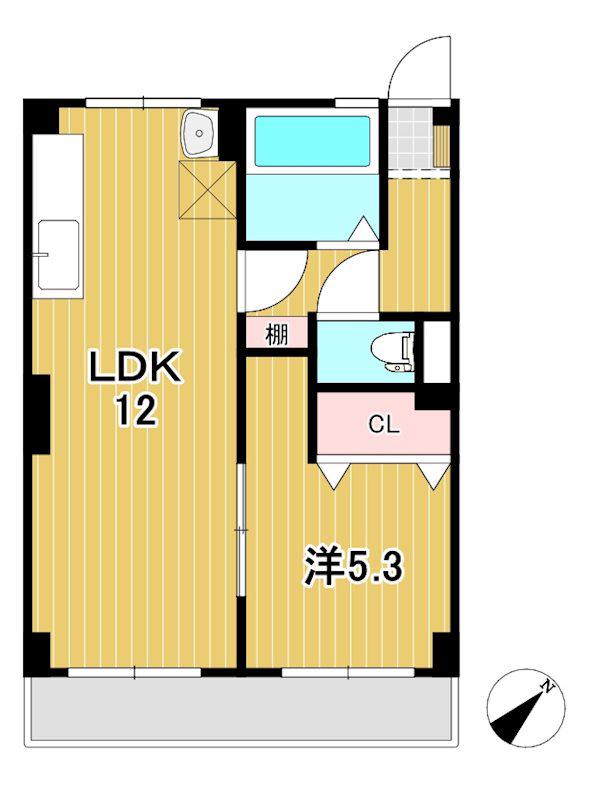征矢マンション(1LDK/4階)の間取り写真