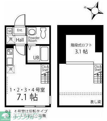 ハーミットクラブハウス二子玉(ワンルーム/2階)の間取り写真