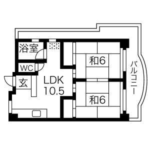 マンション桜本町(2DK/4階)の間取り写真