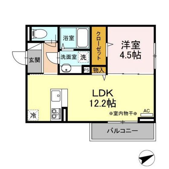 D-ROOM住吉 B(1LDK/2階)の間取り写真