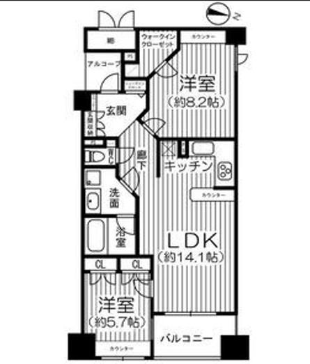 Dクラディア勾当台公園(2LDK/4階)の間取り写真