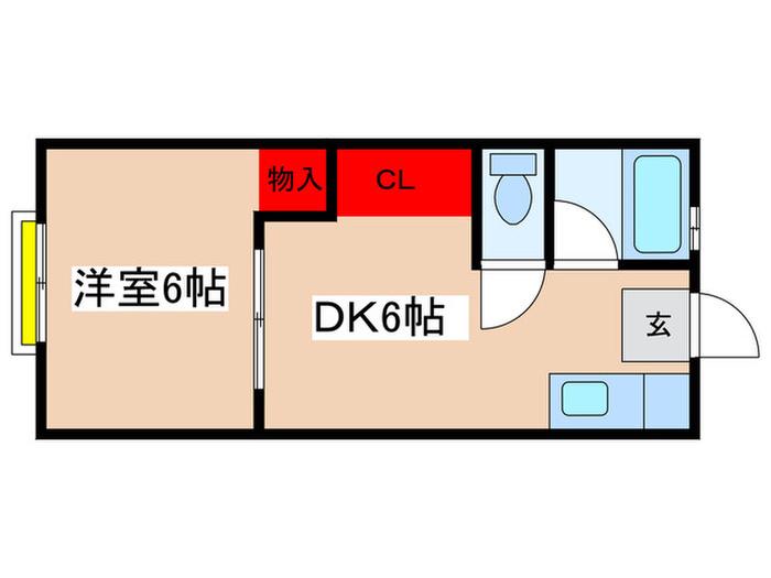 パークサイドコーポC(1DK/1階)の間取り写真