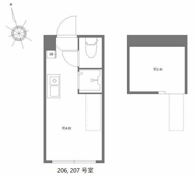 ハーモニーテラス高円寺南V(ワンルーム/2階)の間取り写真