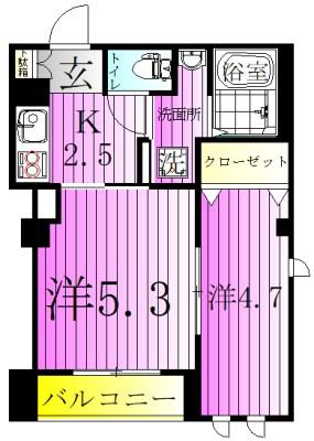 桜アパートメント(2K/1階)の間取り写真