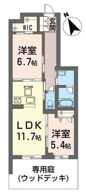 ティエンポ フェリズ I(2LDK/1階)の間取り写真