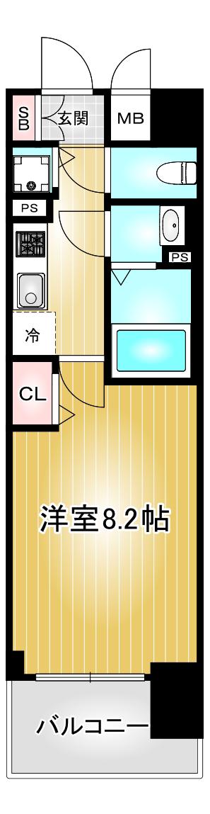 プレサンスジェネ千種内山II(1K/3階)の間取り写真