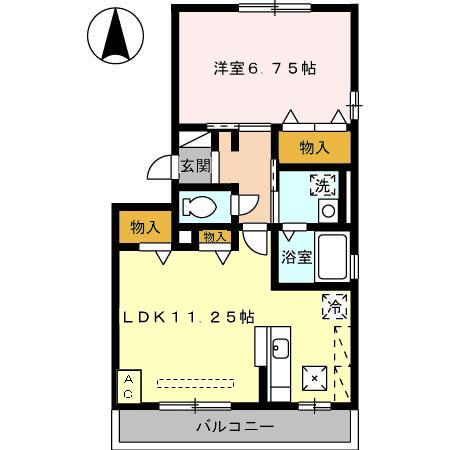 ジュノウタウン B(1LDK/2階)の間取り写真