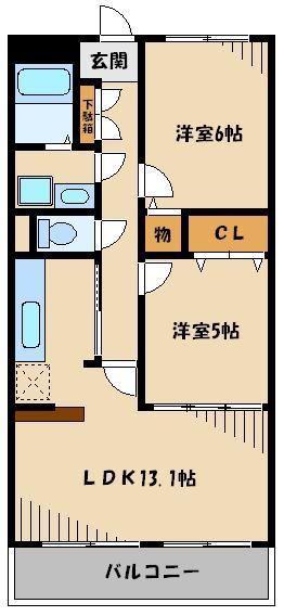 ソレーユ南越谷(2LDK/2階)の間取り写真