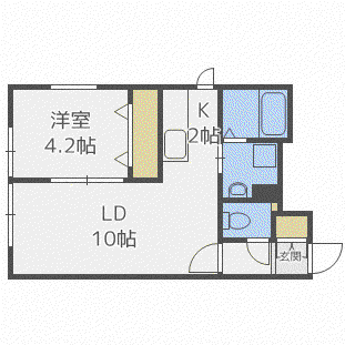 ルミエール 月寒西(1LDK/1階)の間取り写真