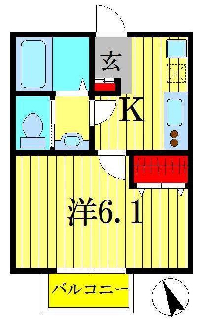 リポサンテ柏旭町(1K/1階)の間取り写真