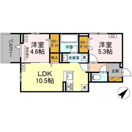 DーLOTUS(2LDK/3階)の間取り写真