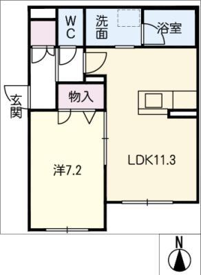 SHAMAISON REFISIAII(1LDK/1階)の間取り写真
