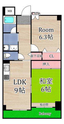 エバーグリーン鶴見(2LDK/8階)の間取り写真