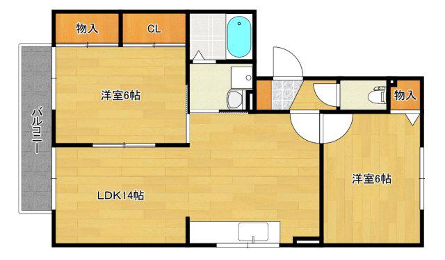 ビッグフィールド(2LDK/2階)の間取り写真
