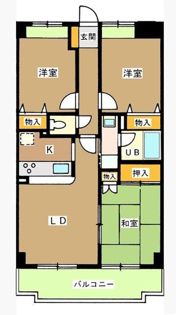 ボヌール高松(3LDK/3階)の間取り写真