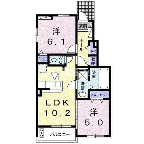 京阪本線 光善寺駅 徒歩13分 2階建 築6年(2LDK/1階)の間取り写真