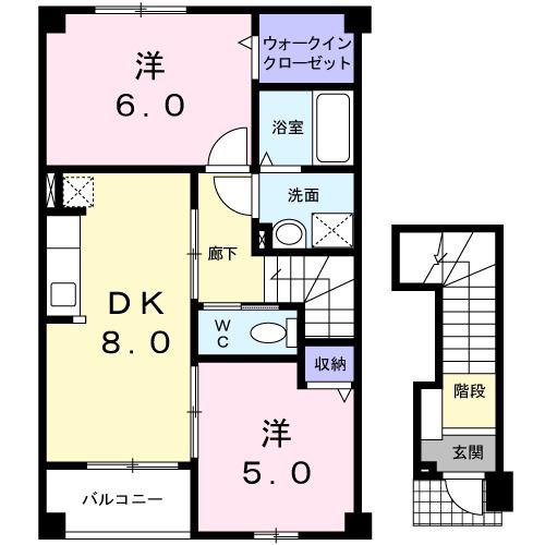 シー・レジデンス(2DK/2階)の間取り写真