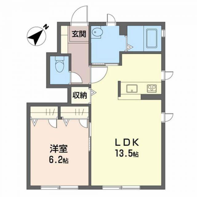 フローラルGREENC棟(1LDK/1階)の間取り写真
