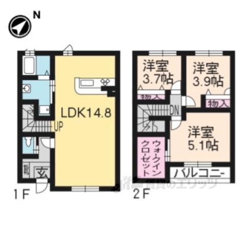 MAST COURT 岩倉(3LDK/1階)の間取り写真