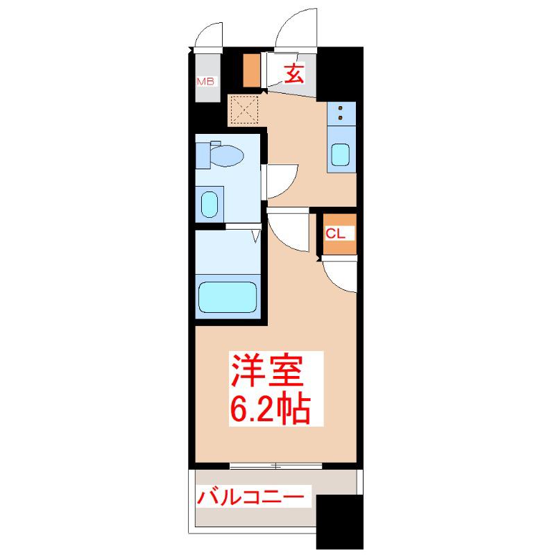 S-RESIDENCE照国ASCENT(1K/2階)の間取り写真