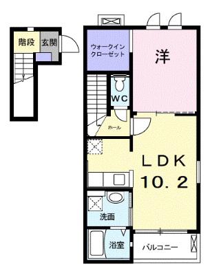 カーサ・プリマベーラ(1LDK/2階)の間取り写真