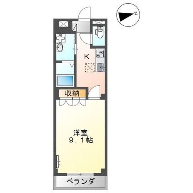 ボナールB(1K/1階)の間取り写真