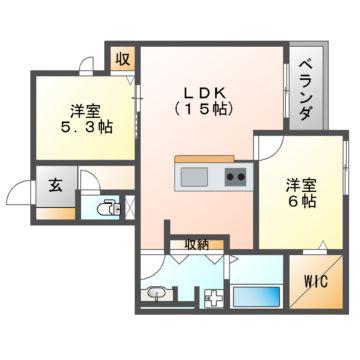 ドエルエミネンス達(2LDK/3階)の間取り写真