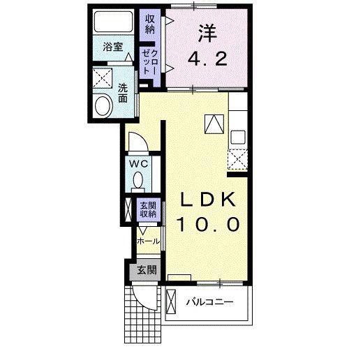 クレイン(1LDK/1階)の間取り写真