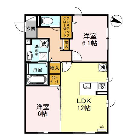 アルベロ ディ エノキ(2LDK/1階)の間取り写真