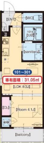 FASECIA AMENITE(1LDK/2階)の間取り写真